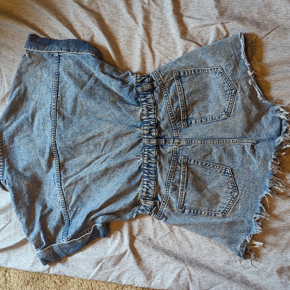 Denim Short Sleeve Jumpsuit - Picture 8 of 8